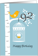 92nd birthday - Bird in birch tree card