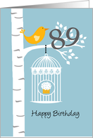 89th birthday - Bird in birch tree card
