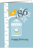 86th birthday - Bird in birch tree card