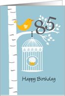 85th birthday - Bird in birch tree card