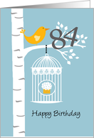 84th birthday - Bird in birch tree card