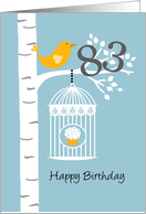83th birthday - Bird in birch tree card