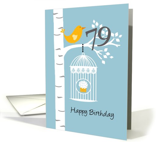 79th birthday - Bird in birch tree card (678526)