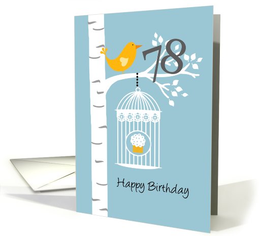 78th birthday - Bird in birch tree card (678528)