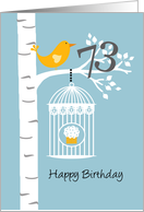 73rd birthday - Bird in birch tree card