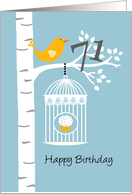 71st birthday - Bird in birch tree card