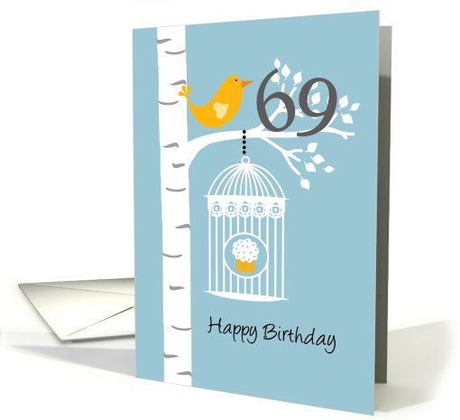 69th birthday - Bird in birch tree card (678590)