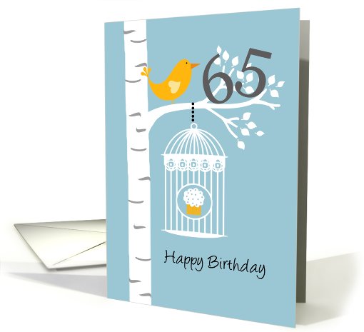 65th birthday - Bird in birch tree card (679148)