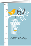 61st birthday - Bird in birch tree card