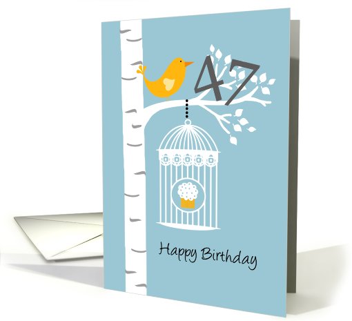 47th birthday - Bird in birch tree card (679211)