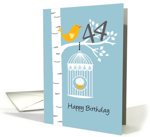 44th birthday - Bird in birch tree card (679218)