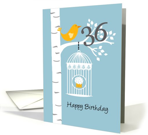 36th birthday - Bird in birch tree card (679330)