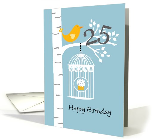 25th birthday - Bird in birch tree card (679572)