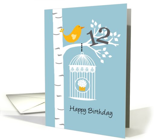 12th birthday - Bird in birch tree card (679595)
