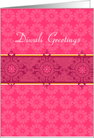 Diwali Greetings - Hot Pink and Red Floral card