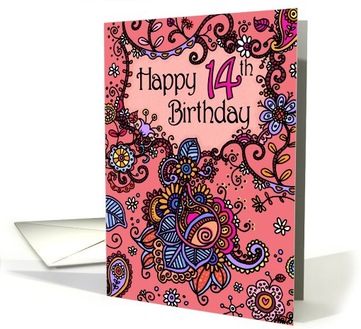 Happy Birthday - Mendhi - 14 years old card (683025)