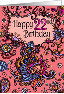 Happy Birthday - Mendhi - 22 years old card