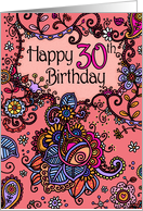Happy Birthday - Mendhi - 30 years old card