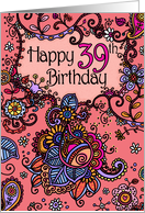 Happy Birthday - Mendhi - 39 years old card