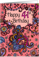 Happy Birthday - Mendhi - 41 years old card