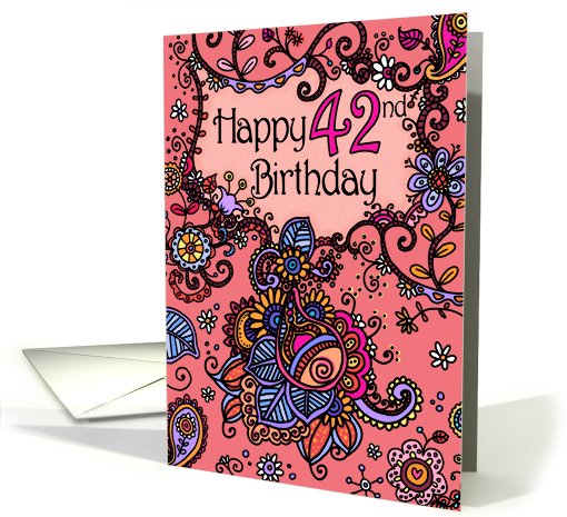 Happy Birthday - Mendhi - 42 years old card (683445)