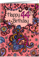 Happy Birthday - Mendhi - 44 years old card