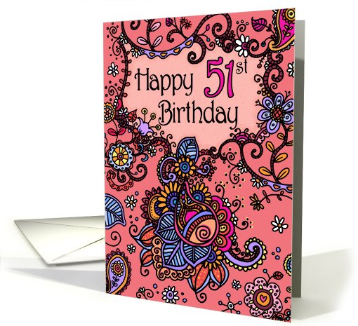 Happy Birthday - Mendhi - 51 years old card (683463)