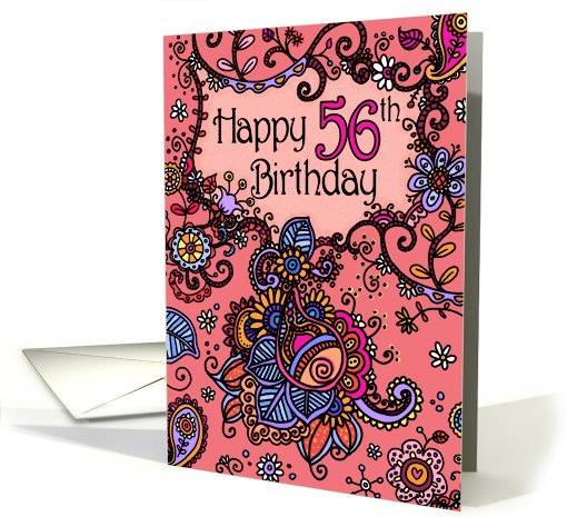 Happy Birthday - Mendhi - 56 years old card (683470)