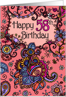 Happy Birthday - Mendhi - 58 years old card