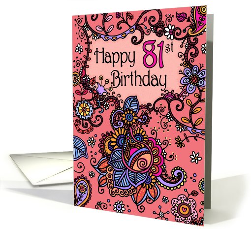 Happy Birthday - Mendhi - 81 years old card (683618)