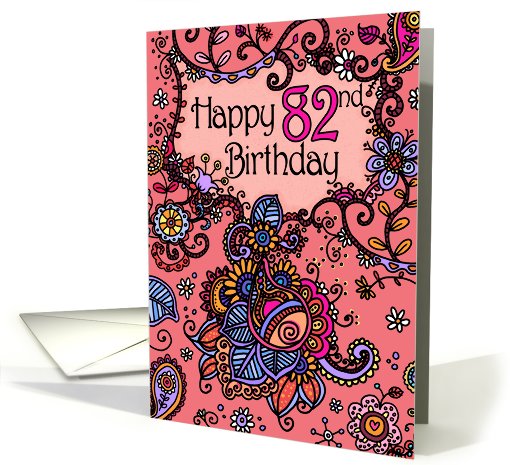 Happy Birthday - Mendhi - 82 years old card (683999)