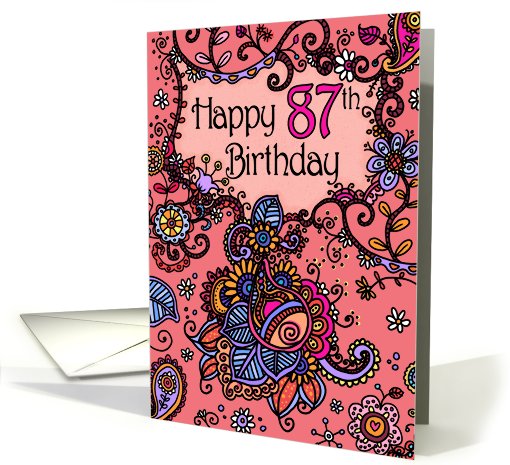 Happy Birthday - Mendhi - 87 years old card (684010)