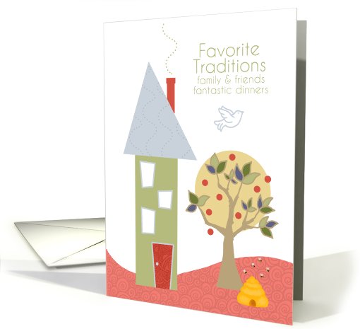 House, Apple Tree, Beehive - Rosh Hashanah card (684749)