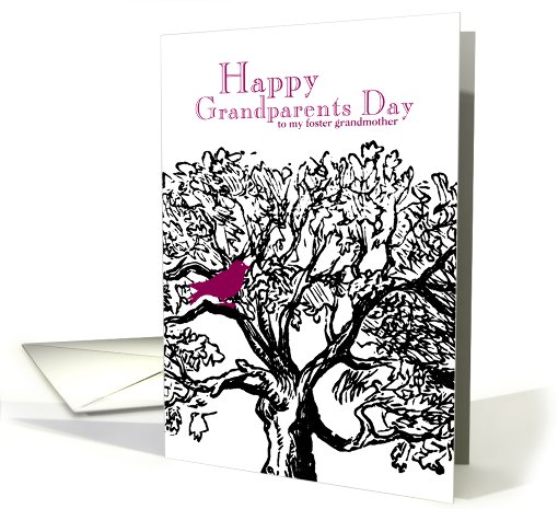 Bird in family tree - Foster Grandmother - Grandparents Day card