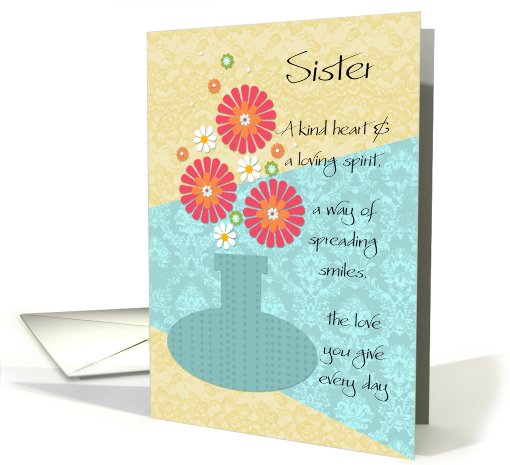 Sister - Happy Birthday - Flower Vase card (690824)