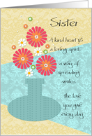 Sister - Happy Birthday - Flower Vase card