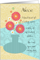 Niece - Happy Birthday - Flower Vase card