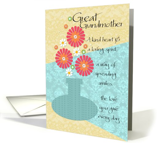 Great Grandmother - Happy Birthday - Flower Vase card (690831)
