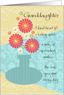 Granddaughter - Happy Birthday - Flower Vase card