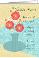 Foster Mom - Happy Birthday - Flower Vase card
