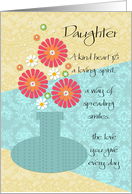 Daughter - Happy Birthday - Flower Vase card