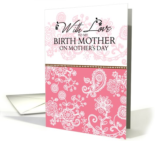 Birth Mother - pink mendhi - With Love on Mother's Day card (692168)