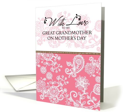 Great Grandmother - pink mendhi - With Love on Mother's Day card