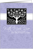 Mom-to-be - purple love tree - With Much Love on Mother’s Day card
