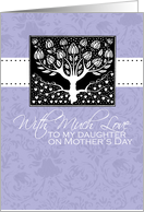 Daughter - purple love tree - With Much Love on Mother’s Day card