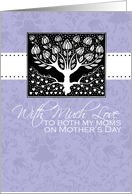 Both my Moms - purple love tree - With Much Love on Mother’s Day card