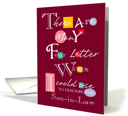 Son-in-Law - Four Letter Words - Birthday card (700856)