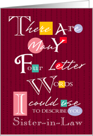 Sister-in-Law - Four Letter Words - Birthday card