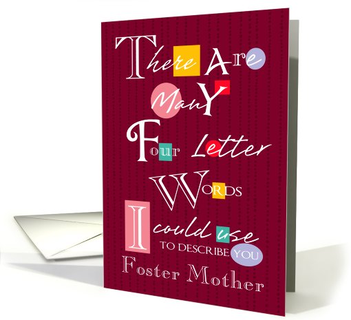 Foster Mother - Four Letter Words - Birthday card (700888)