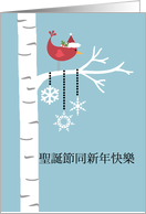 Chinese - Red Cardinal Christmas card